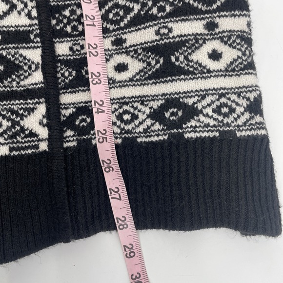 Rachel Zoe Open Sweater Belted Cardigan Women's Medium Aztec Black Ivory Thick - Picture 5 of 8